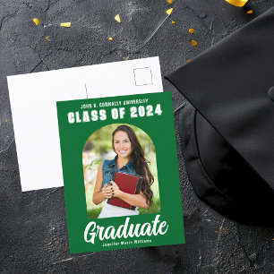 Green 2024 Graduate Foto Arch Moderner Abschluss Postkarte