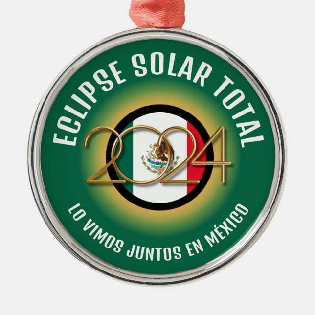 Green 2024 INSGESAMT SOLAR ECLIPSE Mexiko Ornament Aus Metall (Vorne)