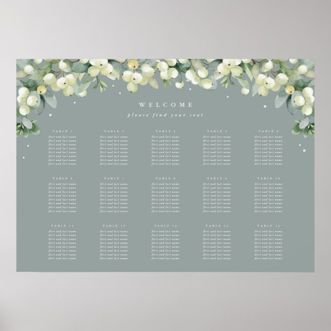 Green 28x20" 15 Tische mit 8 Sitzen Chart Poster (Vorne)