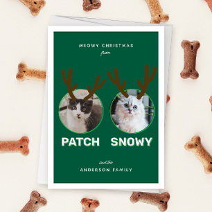 Green 2 Pet Foto Meowy Weihnachtskarte Feiertagskarte