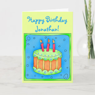 Green 3 Birthday Card mit Cake Karte