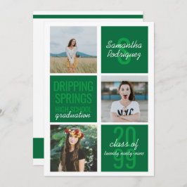 Green 3-Foto Fun Boxes Abschluss Einladung