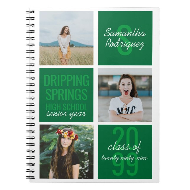 Green 3-Foto Fun Boxes Class Year Notebook Notizblock (Vorderseite)