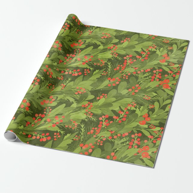 Green 3D diagonale Weihnachtsgarland Geschenkpapier (Ungerollt)