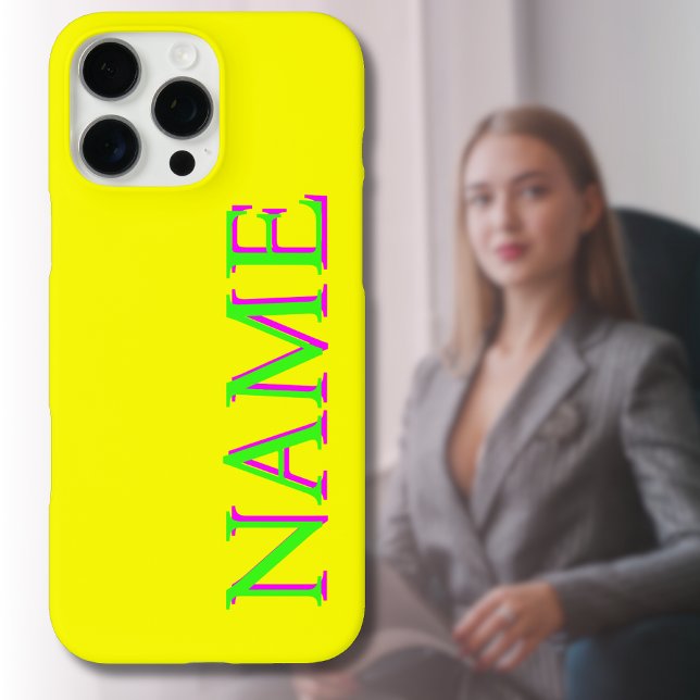 Green 3D Magenta Moderner Name | Trendy Cool Yello Case-Mate iPhone Hülle (Von Creator hochgeladen)