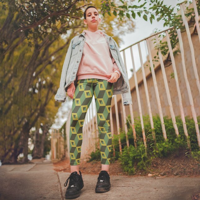 Green 3d Squares Capri Leggings (Von Creator hochgeladen)