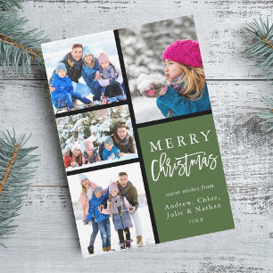 Green 4 Foto Collage Moderne frohe Weihnachten