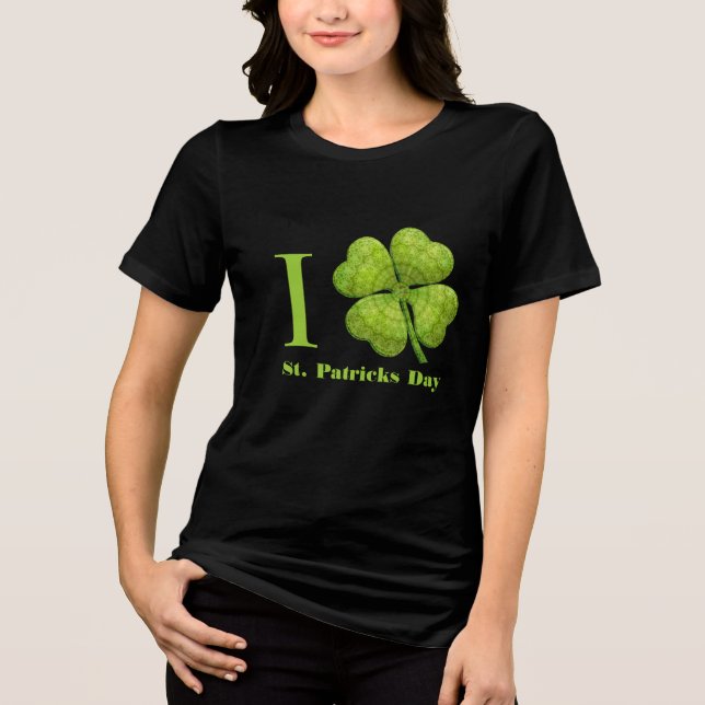 Green 4 Leaf Kleeblatt Tri-Blend Shirt (Vorderseite)