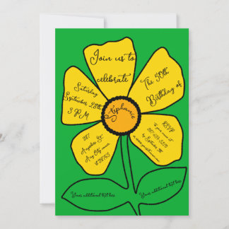 Green 50. Geburtstag Gold Doodle Blume Einladung