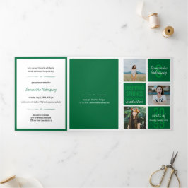 Green 5-Foto Fun Boxes Abschluss Dreifach Gefaltete Einladung