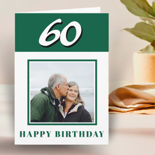 Green 60. Geburtstag Custom Foto Personalisiert Karte