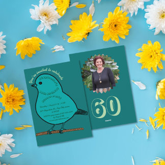 Green 60. Geburtstag Niedlich Bird Dinner Party Einladung