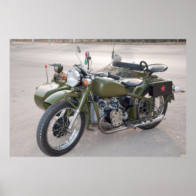 Green 750B-2 Motorrad mit Beiwagen Poster (Vorne)