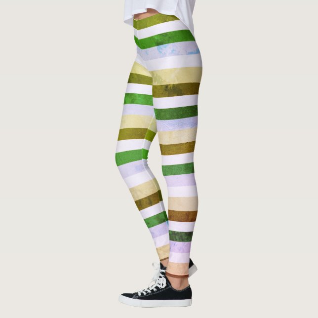 Green 7 Blue Stripes Leggings (Links)