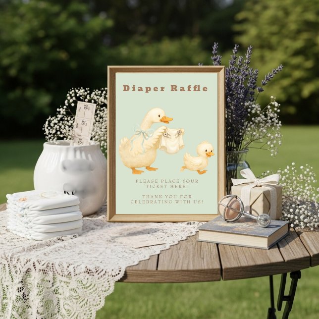 Green A Silly Goose Diaper Raffle Table Sign  Einladung (Green A Silly Goose Diaper Raffle Table Sign)
