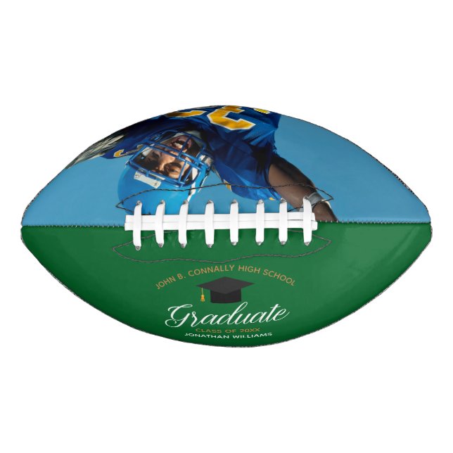 Green Abschluss Custom High School Graduate Foto Football (Vorderseite)