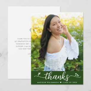 Green Abschluss Foto Modernes, elegantes Script He Dankeskarte