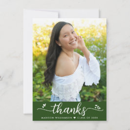 Green Abschluss Foto Modernes, elegantes Script He Dankeskarte