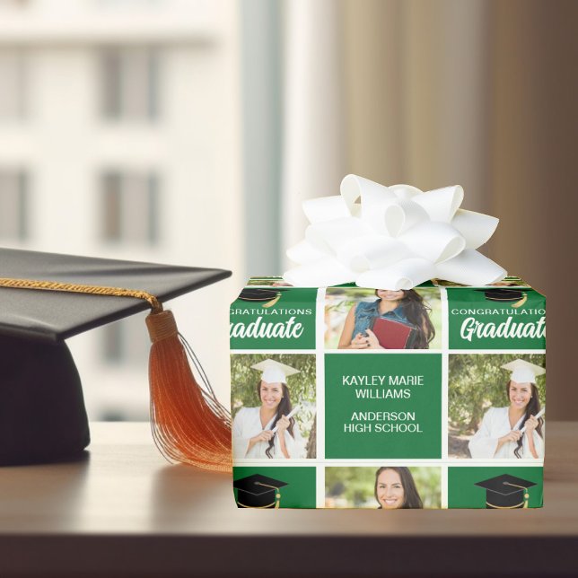Green Abschluss Foto Personalisiert Graduate Geschenkpapier (Von Creator hochgeladen)