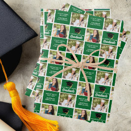 Green Abschluss Foto Personalisiert Graduate Geschenkpapier Set