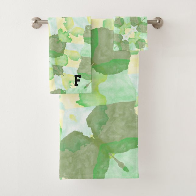 Green abstract art Magical wallpaper Badhandtuch Set (Insitu)