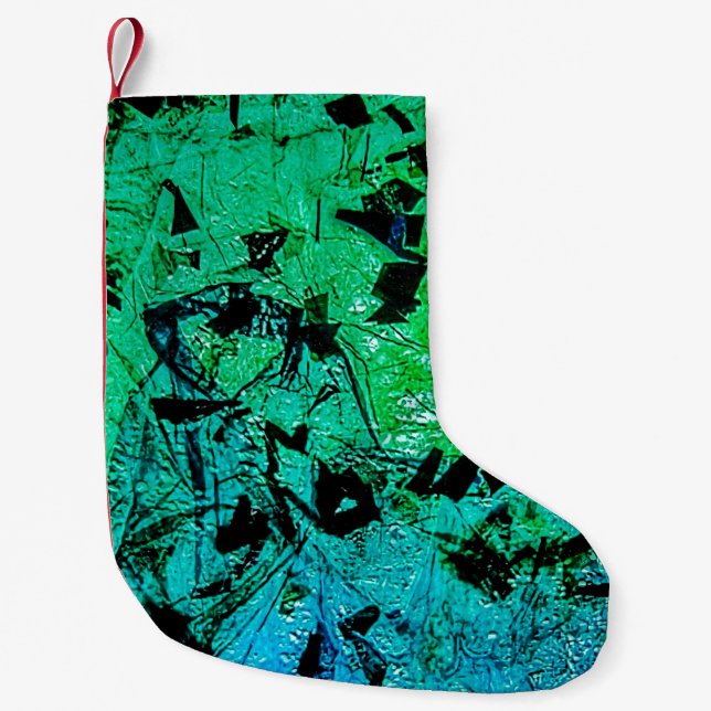 Green abstract christmas stocking,Sweet eco green  Kleiner Weihnachtsstrumpf (Vorderseite)
