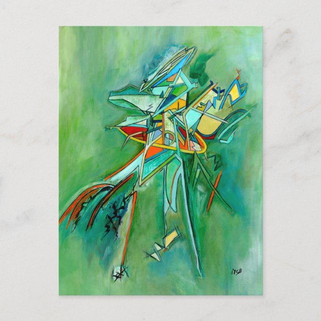 Green Abstract Colorful Fine Art Cards Postkarte (Vorderseite)