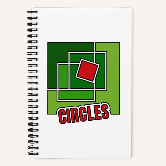 Green Abstraction with Twisted Red Square Notizbuch (Vorderseite)