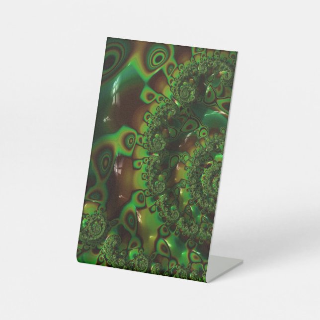 Green Abstrakt Fraktal Art Sockelschild (Vorderseite)