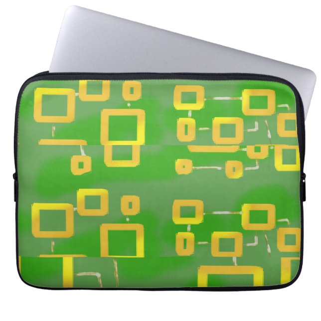 Green Abstrakt Geometric Electronics Bag Laptopschutzhülle (Vorderseite)