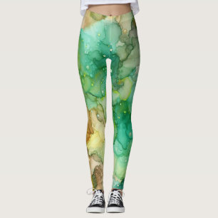 GREEN ABSTRAKT MARBLE LEGGINGS