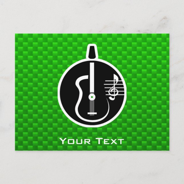 Green Acoustic Guitar Postkarte (Vorderseite)