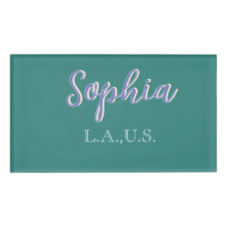 GREEN add name girl boss text PURPLE elegant Namenschild