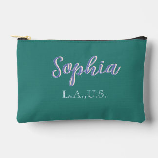 GREEN add name girl boss text PURPLE elegant Zubehörtasche