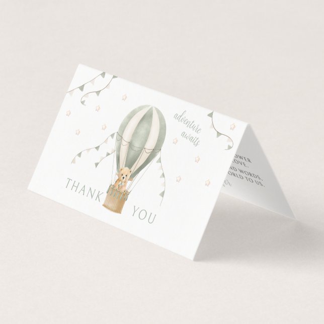 Green Adventure Baby Dusche faltbar Danke (Vorderseite)