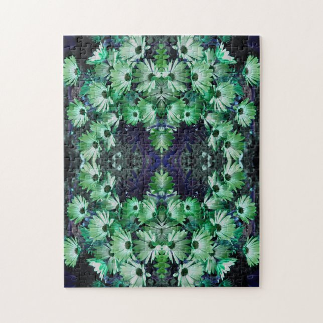 Green African Daisy Blume Abstrakt Puzzle (Vertikal)