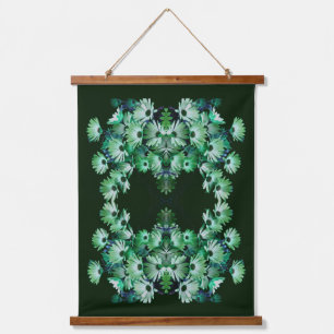 Green African Daisy Blume Abstrakt Wandteppich Mit Holzrahmen