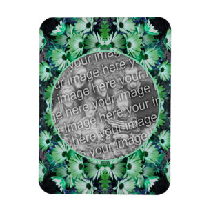 Green African Daisy Blume Frame Add Your Foto Magnet