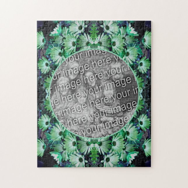 Green African Daisy Blume Frame Add Your Foto Puzzle (Vertikal)