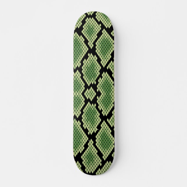 Green African Wildlife Snage Animal Print Muster Skateboard (Vorne)