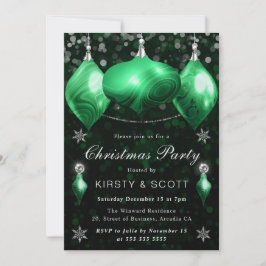 Green Agate Baubles Weihnachtsessen Party Einladung