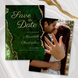 Green Agate Foto Wedding Save the Date