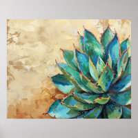 Green Agave Cactus Southwest Painting