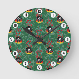 Green Aight Ball Runde Wanduhr