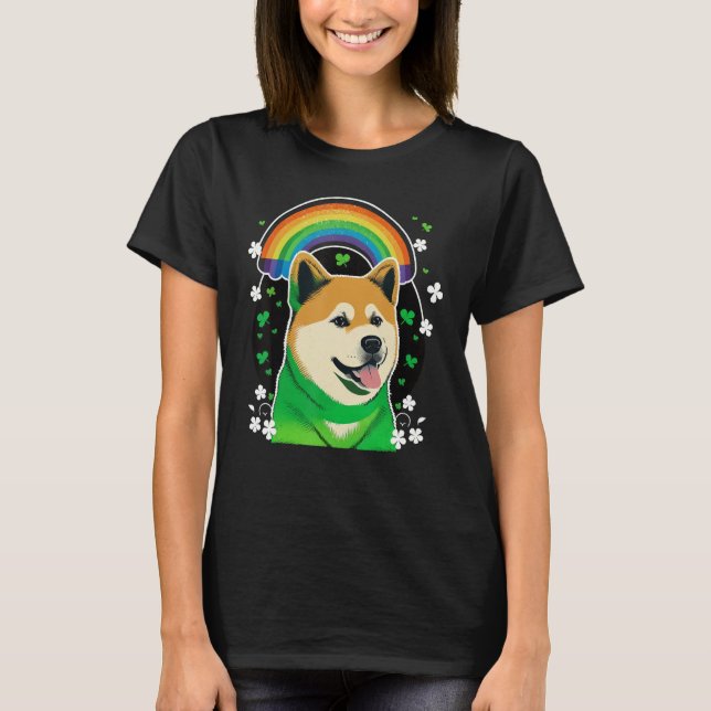 Green Akita Inu shamrock on St Patricks Day Akita  T-Shirt (Vorderseite)