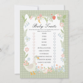 Green Albern Gänse Floral Gingham Baby Tracks Game Einladung