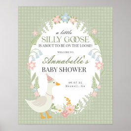 Green Albern Gingham Baby Dusche Begrüßungszeichen Poster