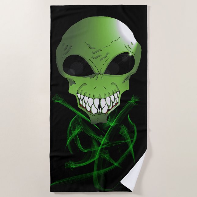 Green Alien Beach Handtuch (Vorderseite)