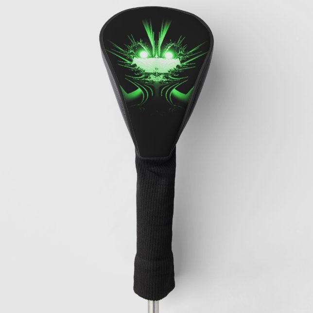 Green Alien Dragon w Glow Eyes Golf Headcover (Vorderseite)