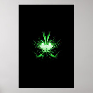 Green Alien Dragon w Glow Eyes Poster